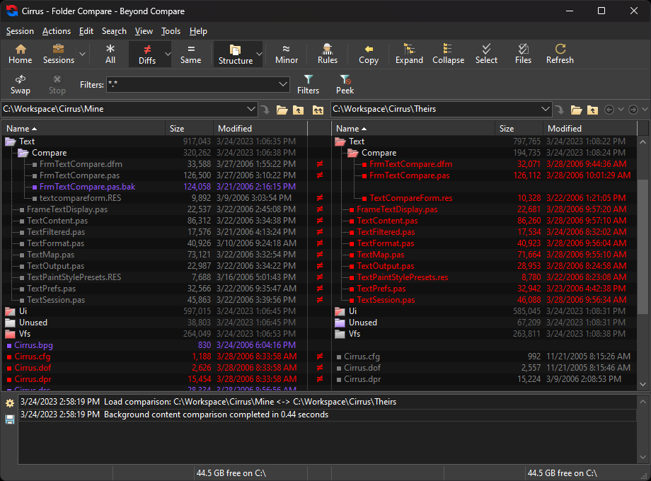 Beyond Compare 文件夾比較