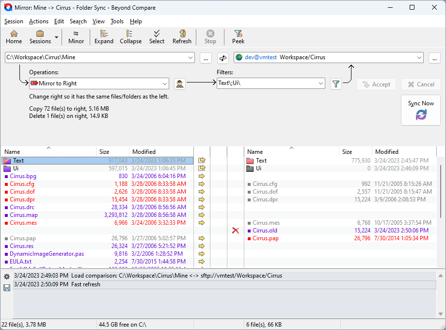 文件夾同步界面